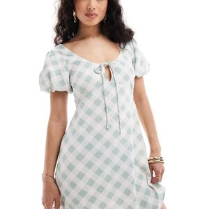 ASOS Green Ruffled Tie Front Sundress